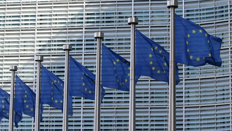 EU flags in Brussels