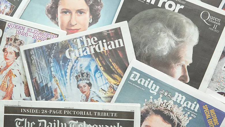 selection of newspaper front pages following the death of Queen Elizabeth II