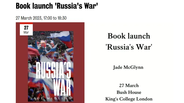 Image for the event launching the book Russia's War