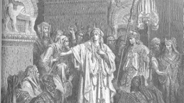 Queen Vashti refuses the summons of her drunken husband, King Ahasuerus (Khashayar in Persian)