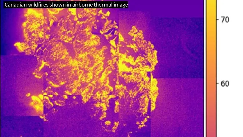 Canadian wildfires shown in airborne thermal image
