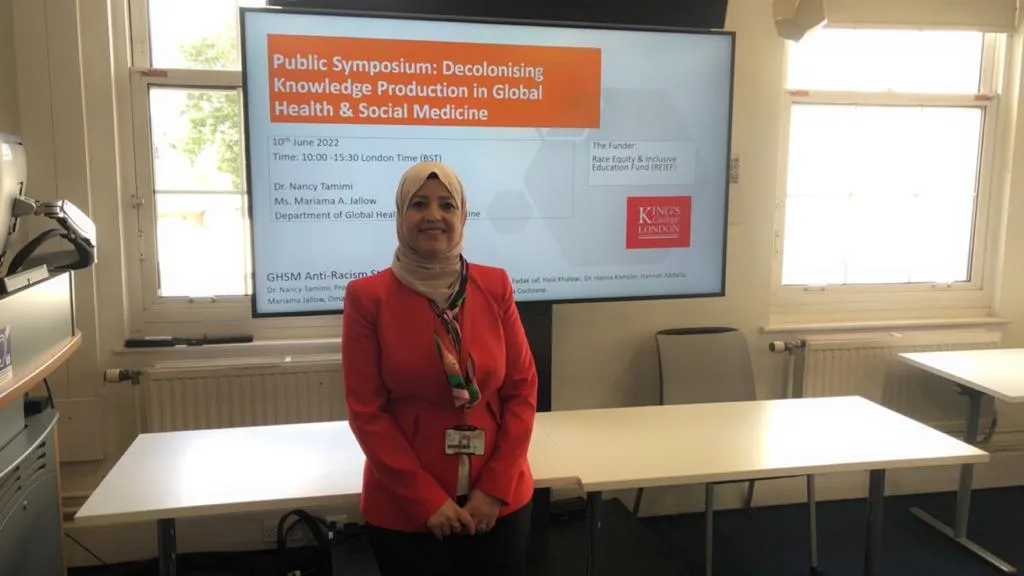 Nancy Tamimi at the symposium, Decolonising knowledge production in global health and social medicine