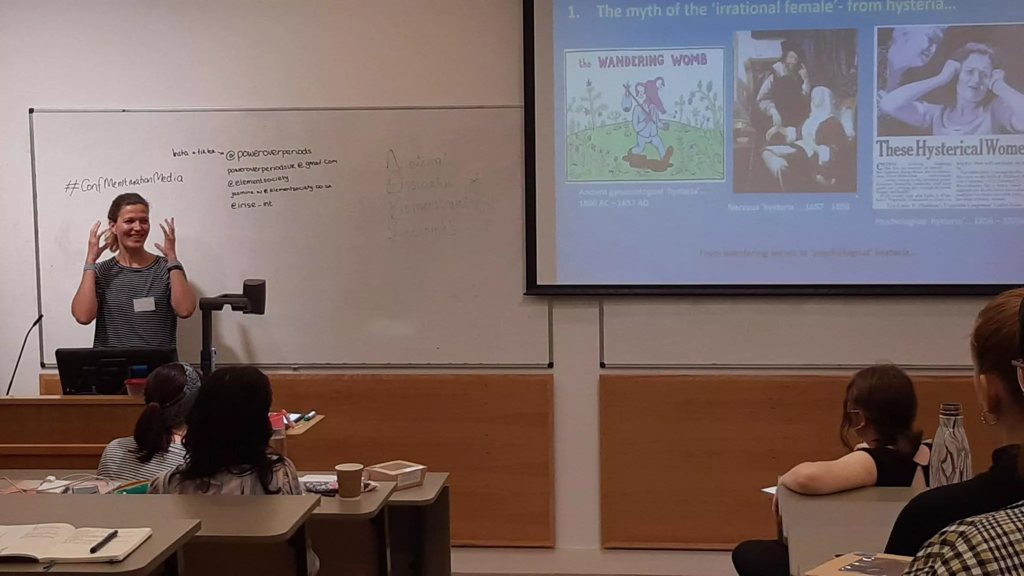 Sally King presenting at the Menstruation in the Media Conference (Sheffi  eld University, 2021)