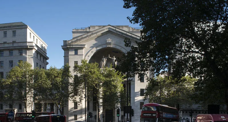 The outside of Bush House, London