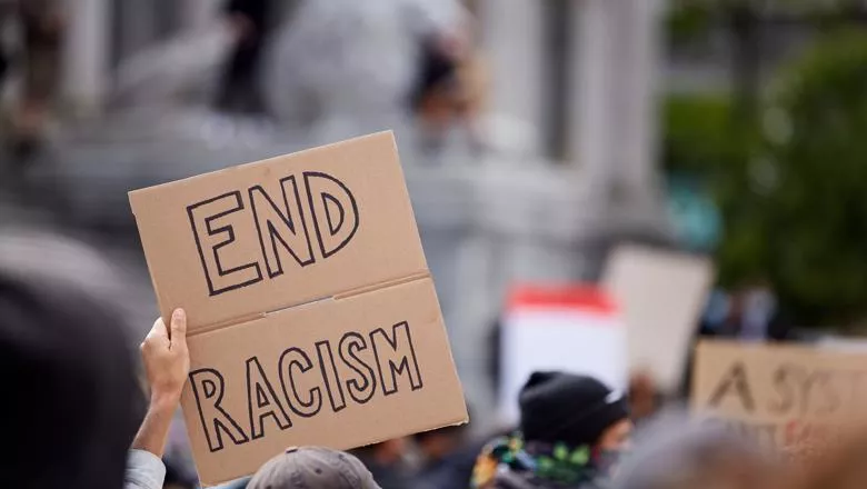 End racism protest sign