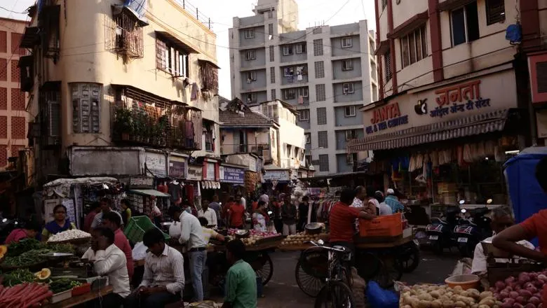 A busy street market in India