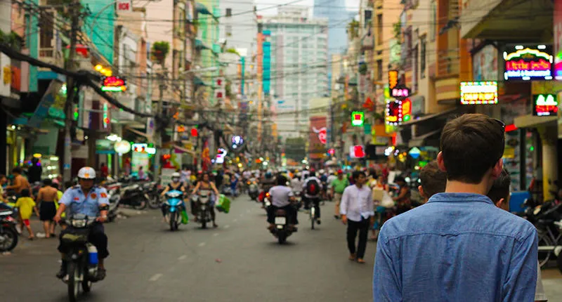 A busy city street in China