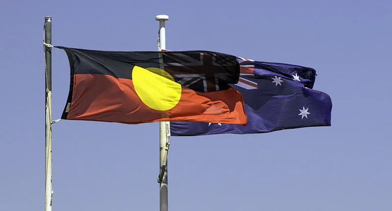 Australian national and aboriginal flags