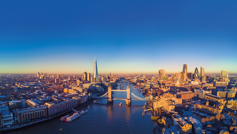 London skyline with view of Tower Bridge