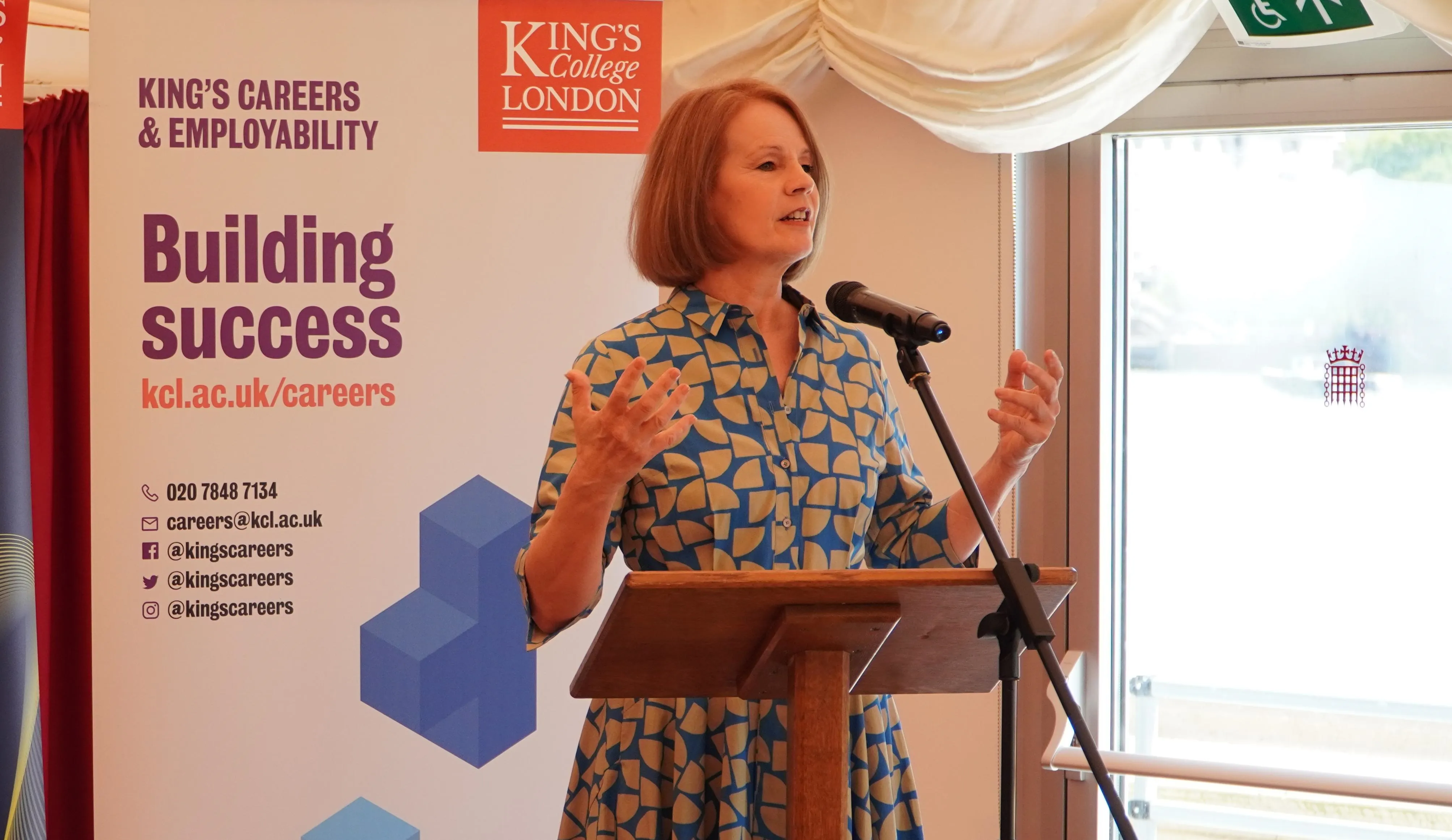 The Baroness Bull CBE welcomes guests to our celebration event in the Palace of Westminster, 8 July 2025