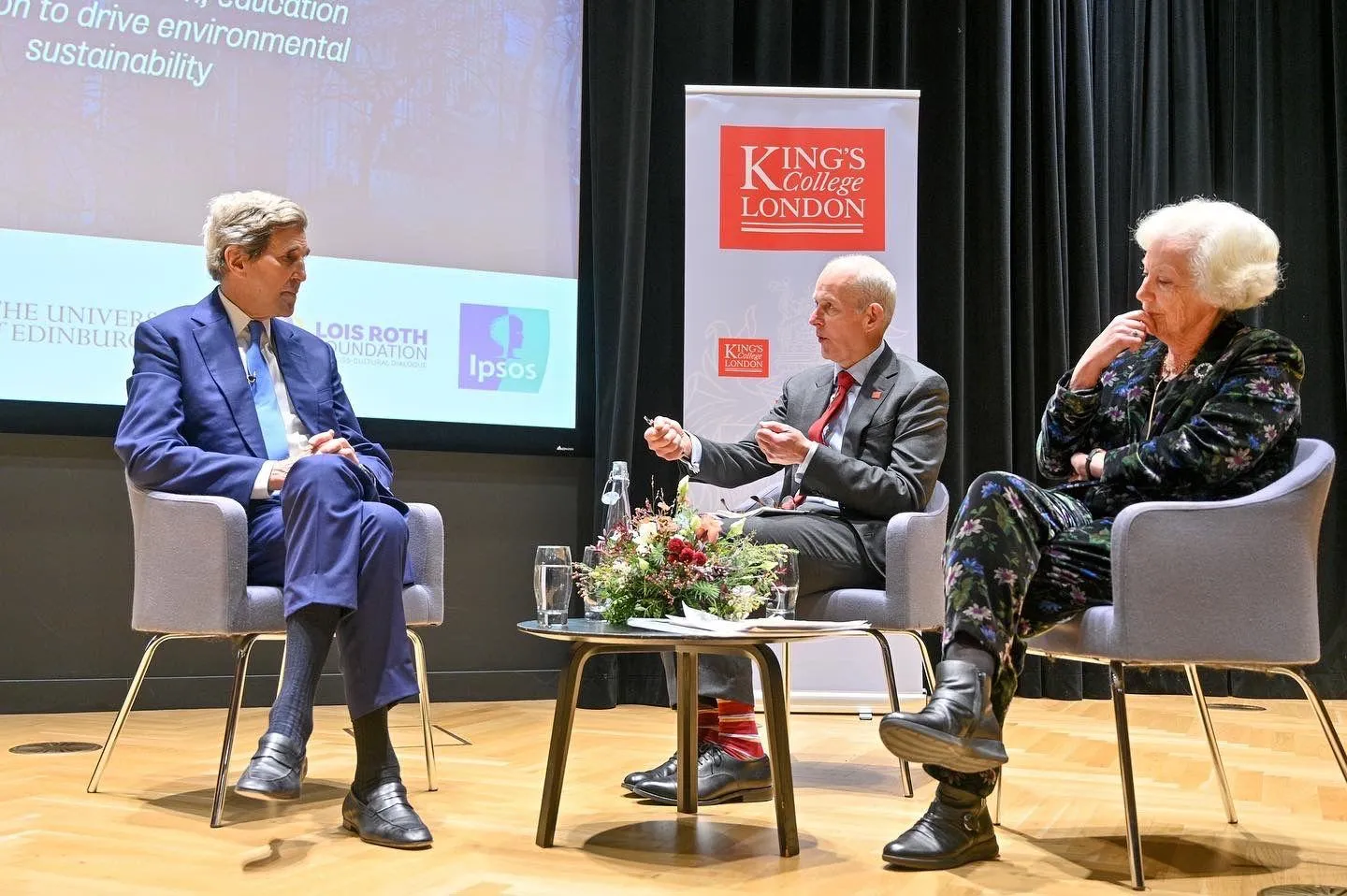 Special Envoy John Kerry, Professor Frans Berkhout and Baroness Helene Hayman at the event