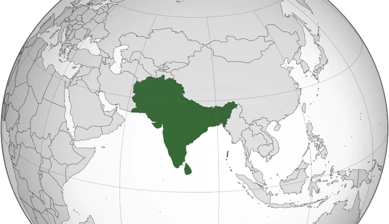 A map with South Asia marked in green