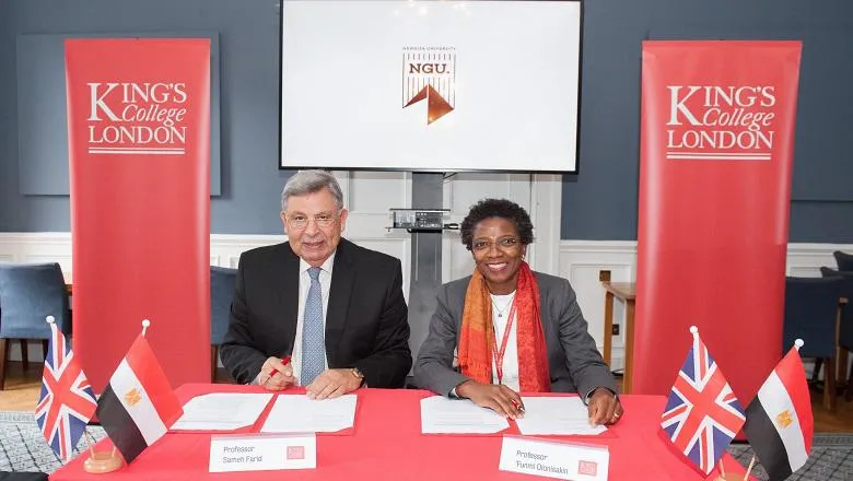 Professor Sameh Farid, NGU President, and Professor 'Funmi Olonisakin, Vice-President and Vice-Principal International at King’s College London