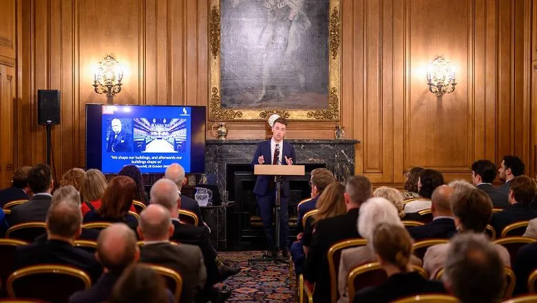 Dr Jack Brown launching his book at the reception in 10 Downing Street