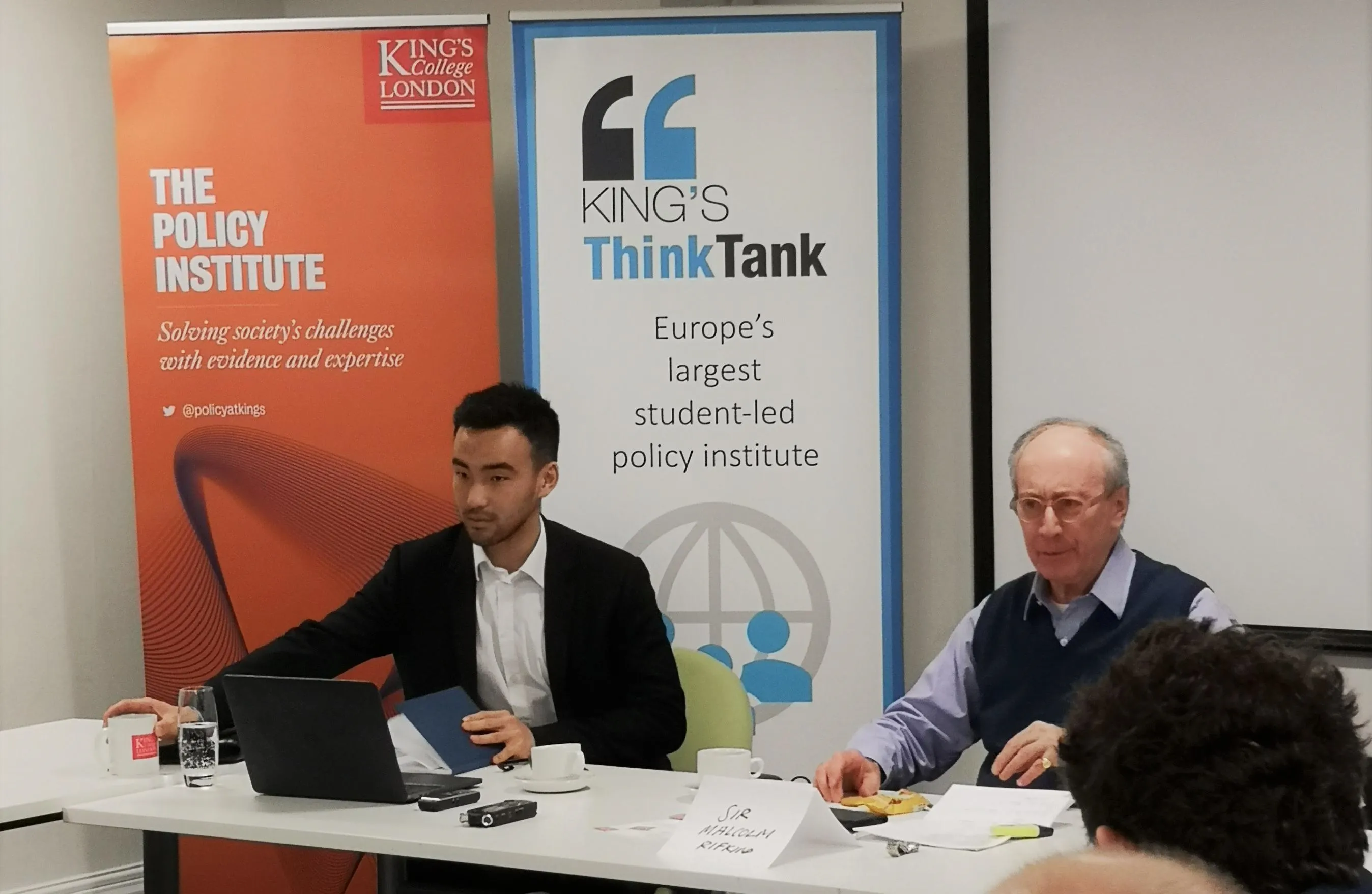 Sifan Zheng, King's Think Tank president, with Sir Malcolm Rifkind.
