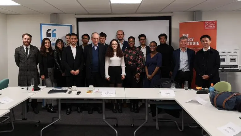 Sir Malcolm Rifkind with students at the King's Think Tank event