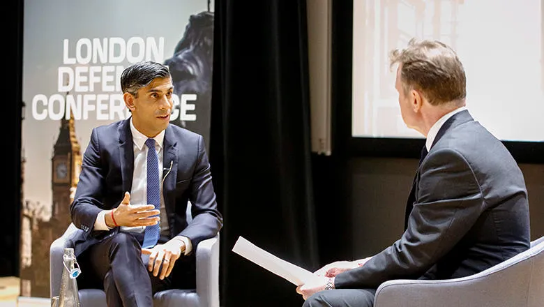 UK Prime Minister Rishi Sunak in conversation with Iain Martin, Director of the London Defence Conference