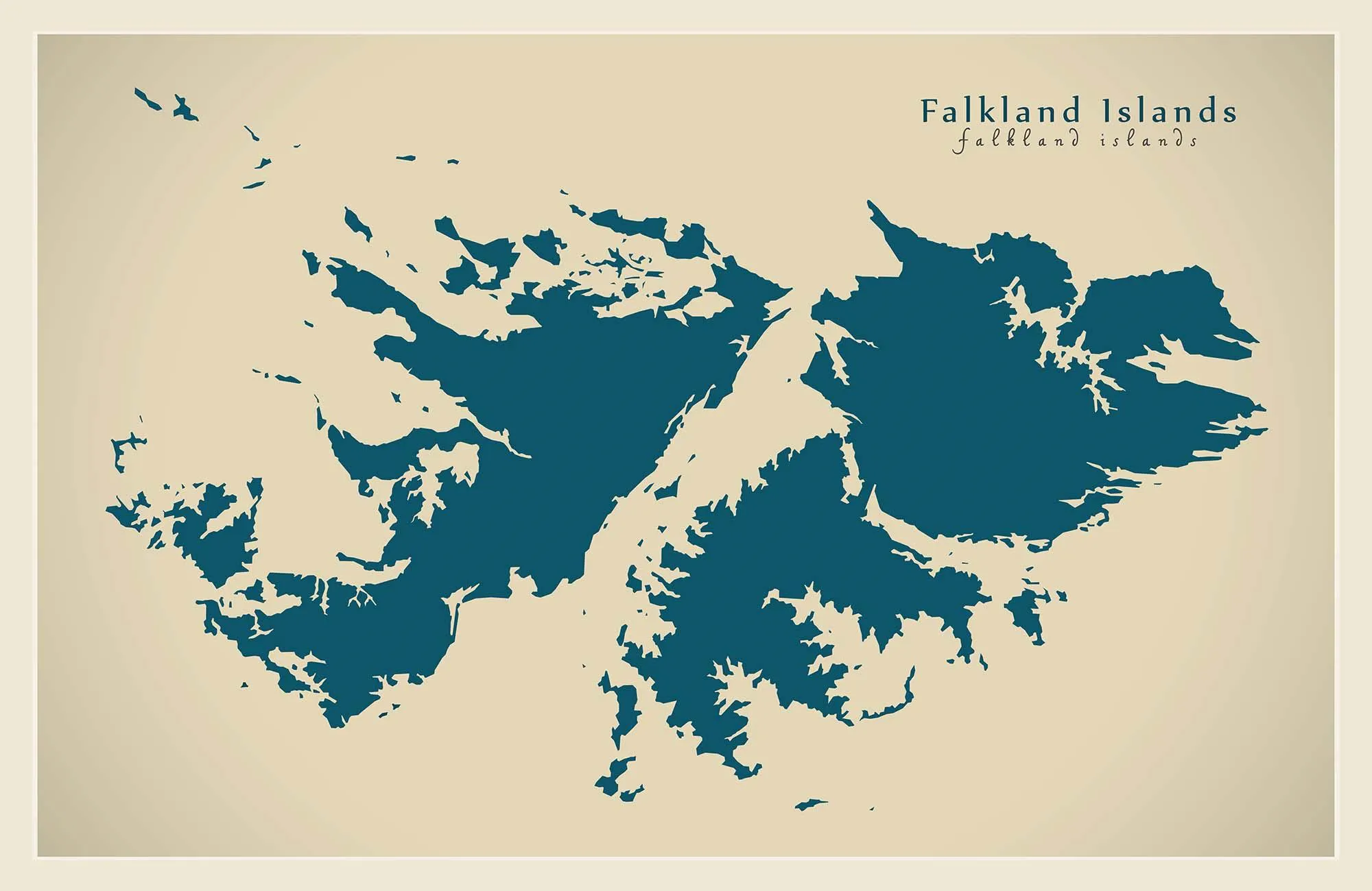 Map of Falkland Islands in blue and beige