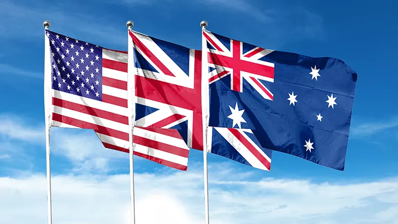US, UK and Australian flags