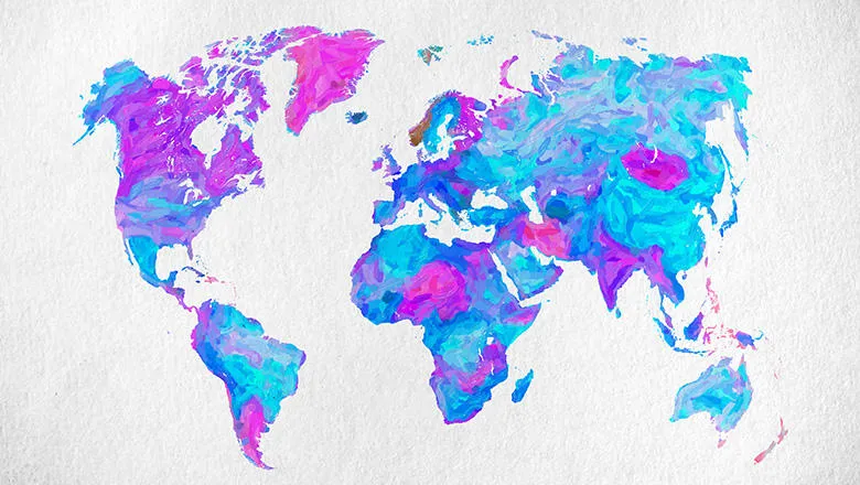 Countries blue and pink