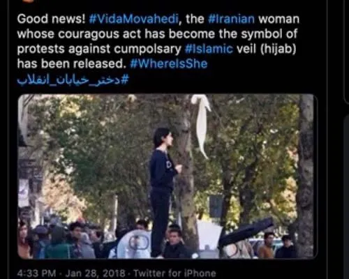 Twitter screenshot of Iranian digital activism