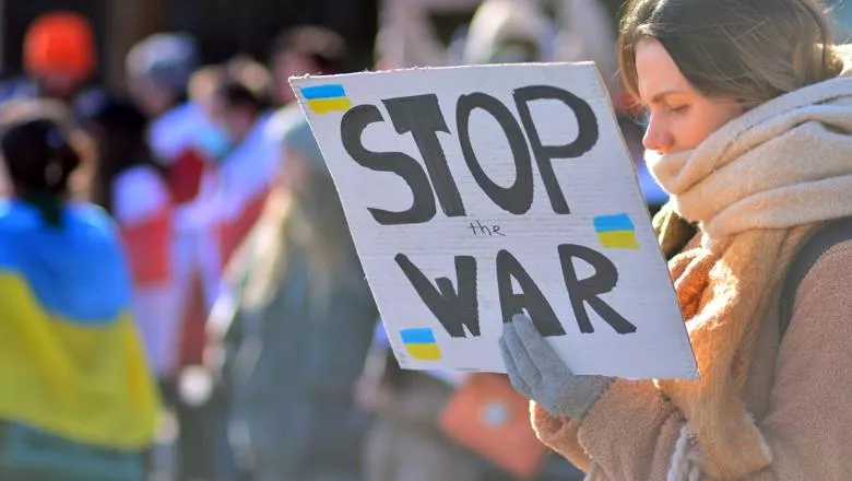 Anti-war protest in Warsaw, Poland