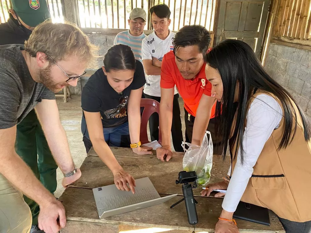 Drs Mark Grosvenor and Hannah Nguyen working with local partners in Southeast Asia.  