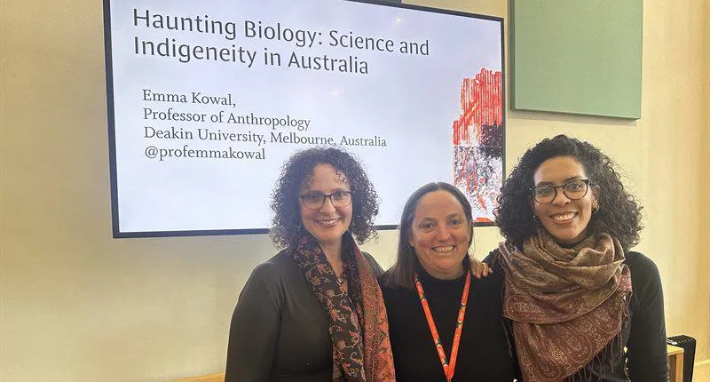 L to R - Emma Kowal, Anne Pollock and Tanisha Spratt at a talk on 'Haunting Biology