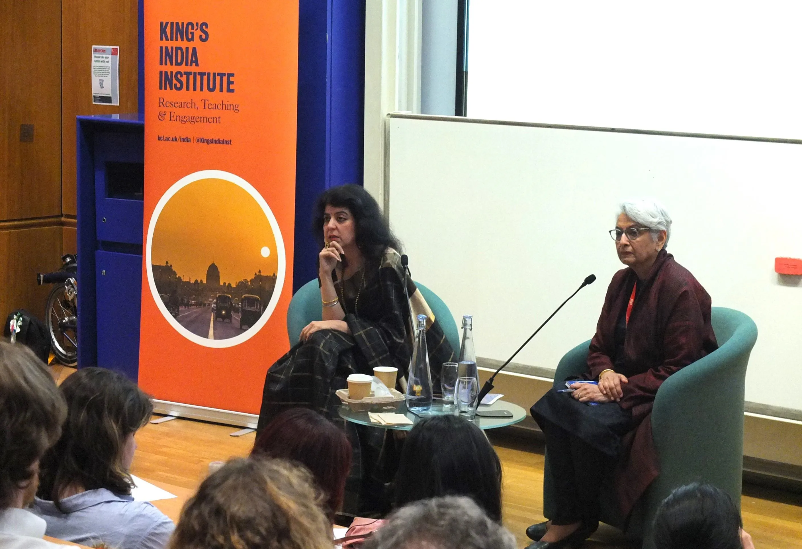 Professor Priya Satia and Professor Niraja Gopal Jayal during the discussion at the 2024 Nehru Memorial Lecture. 