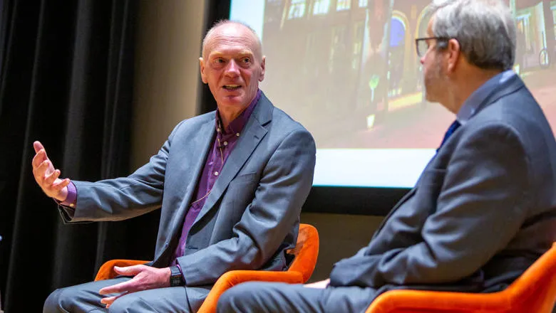 Professor Thomas Scharf in conversation with Professor George MacGinnis at the 2023 David Hobman Lecture.