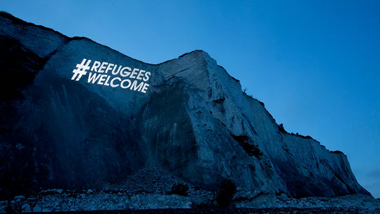 Refugees welcome on Dover cliffs