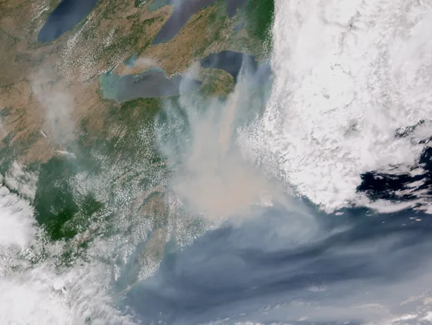 Satellite image from NCEO of North America-Canada wildfires
