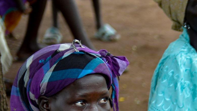 A group of women refugees from South Sudan with their toddlers