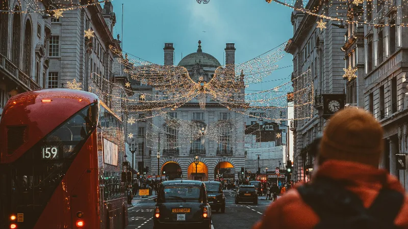 Central London with Christmas lights