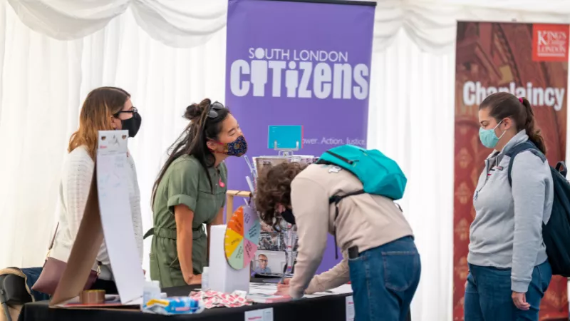 South London Citizens stall at the Welcome fair
