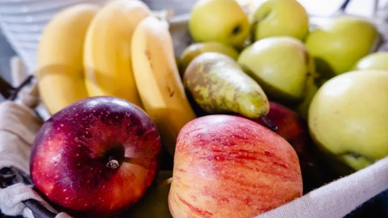 Image: A selection of fruit, including apples, bananas and pears