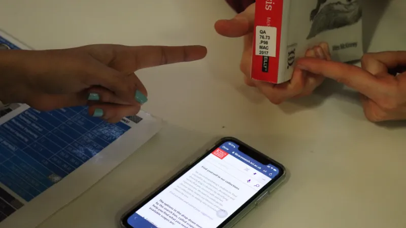The King's Student app and a book barcode