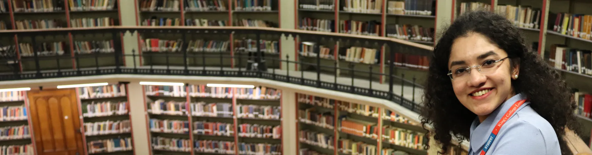 Three photos of a student at the Maughan Library