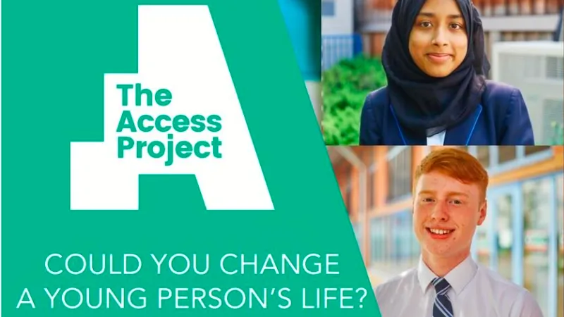 The image has the access project logo and the text: The Access Project, Could you change a young person's life?