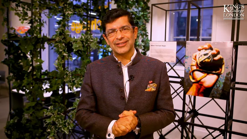 Professor Shitij Kapur stands in the Arcade at Bush House