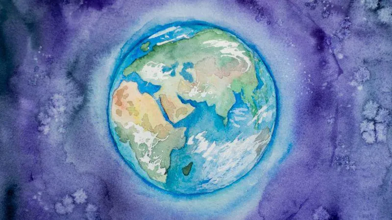 An image of the world in pastel colours