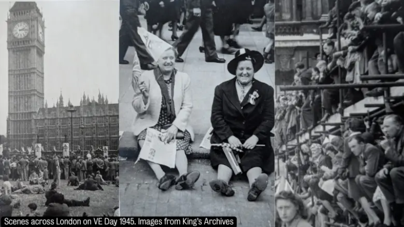 Scenes across London on VE Day 1945