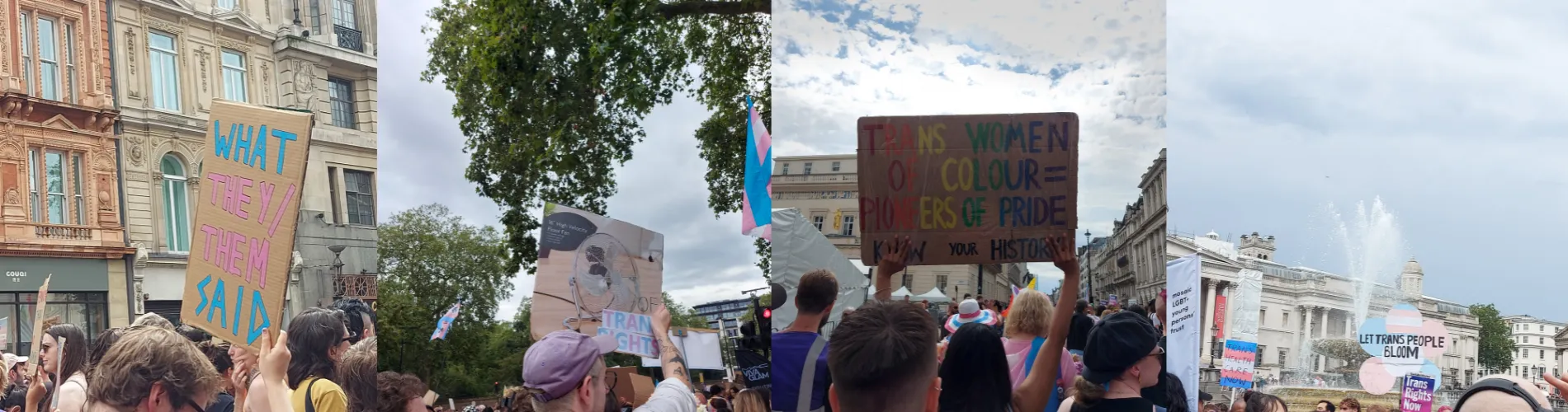 A collage of images from Trans Pride in London.