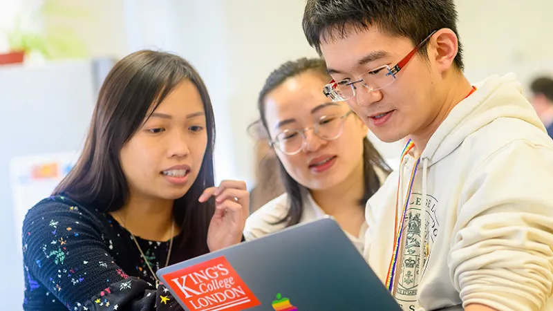 Three students giving feedback on their experience at King's.