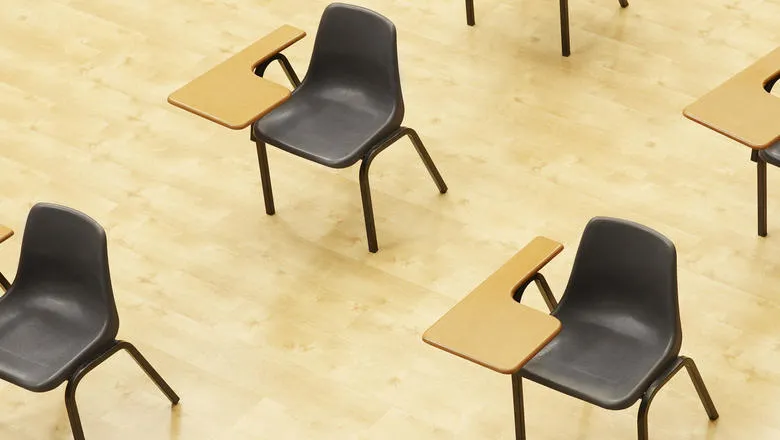 Writing tablet chairs set up in exam style