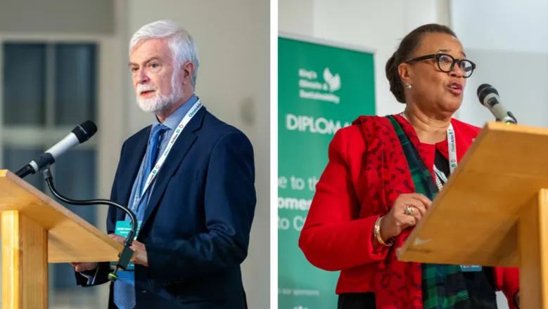Side by side photos of Professor Sir Jim Skea and Baroness Scotland