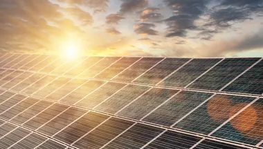 Solar panel at sunset thumbnail