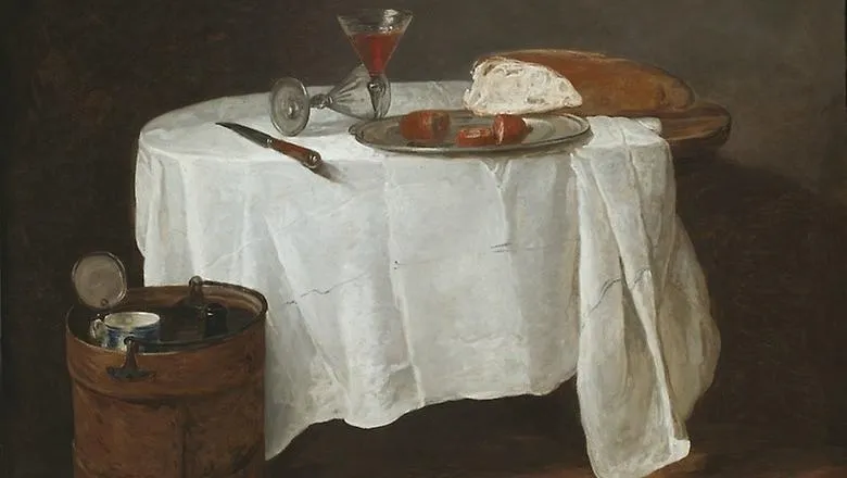Image: Jean Baptiste Siméon Chardin, The White Tablecloth (1731-2). Oil on canvas. Art Institute of Chicago